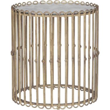 Beatrice Side Table In Gilded Iron and Antique Mirror