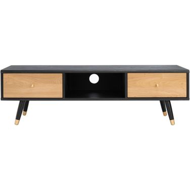 Beatrix 2 Drawer 1 Shelf Media Stand in Black and Gold