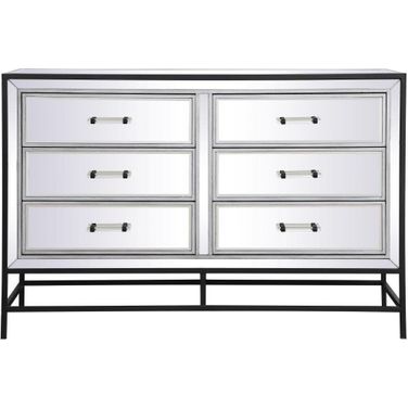 Beau 34 Inch Mirrored 5 Drawers Chest In Black