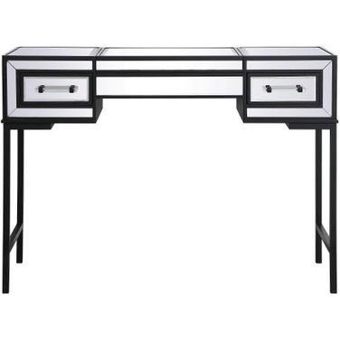 Beau 42 Inch Mirrored Flip Top Vanity Table In Black
