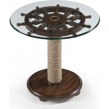 Beaufort Round Accent Table In Dark Oak