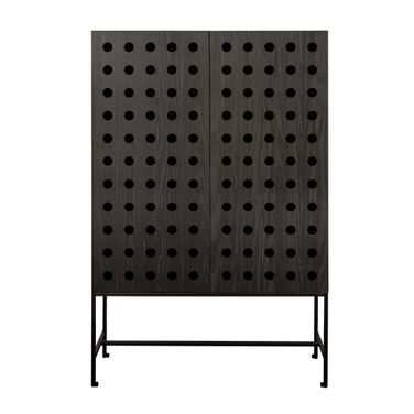 Becca 2-Door Tall Cabinet In Antique Black Finish on Solid Pine Wood