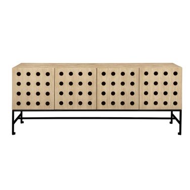 Becca 4-Door Sideboard In Sand Oak Finish on Solid Pine Wood
