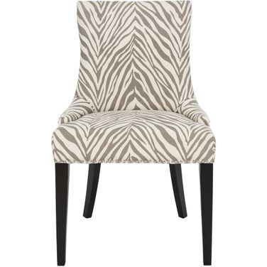 Becca Grey/White Zebra Dining Chair with Silver Nailhead Detail