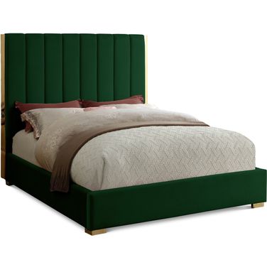 Becca Velvet Full Bed In Green