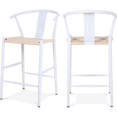 Beck Beige Hand Woven Rope Stool Set of 2 In White
