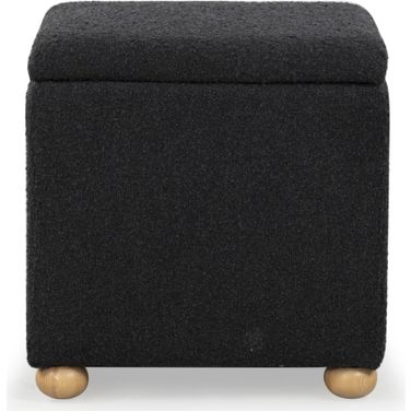Becka Square Boucle Storage Ottoman In Black and Natural