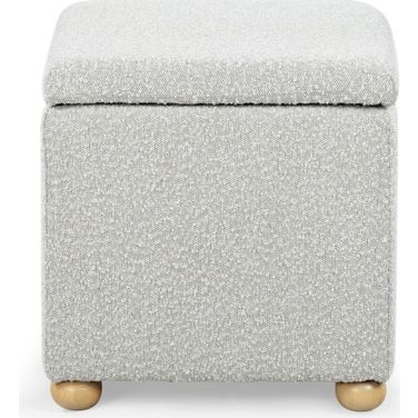 Becka Square Boucle Storage Ottoman In Grey and Natural