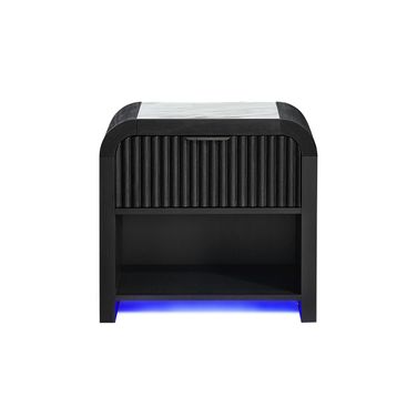 Beckett Nightstand with LED and Speaker In Black and White
