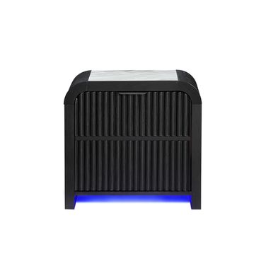 Beckett Nightstand with LED Cooler and Speaker In Black and White