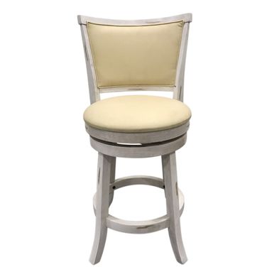 Beckett Upholstered Swivel Seat Barstool - Set of 2 In Sand and Cream Upholstery