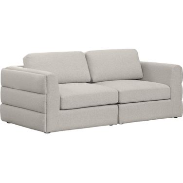 Beckham Durable Linen Textured Fabric 2 Seater Modular Sofa with Arm Support In Beige
