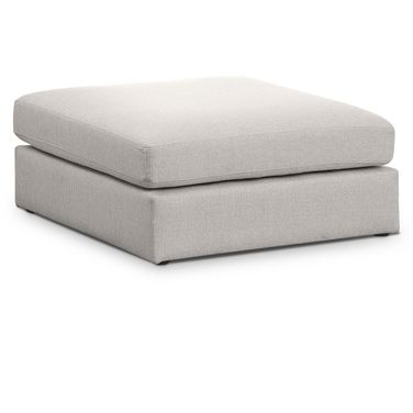 Beckham Durable Linen Textured Fabric Ottoman In Beige