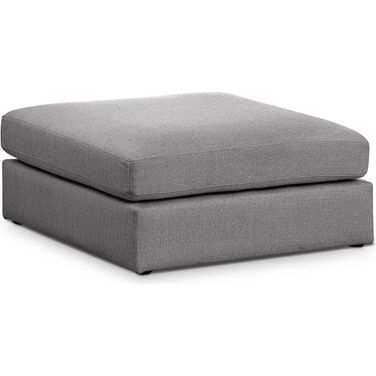 Beckham Durable Linen Textured Fabric Ottoman In Grey