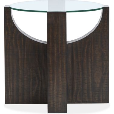 Beckham Round Accent Table In Rustic Tavern