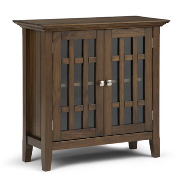 Bedford Solid Wood Low Storage Media Cabinet In Rustic Natural Aged Brown