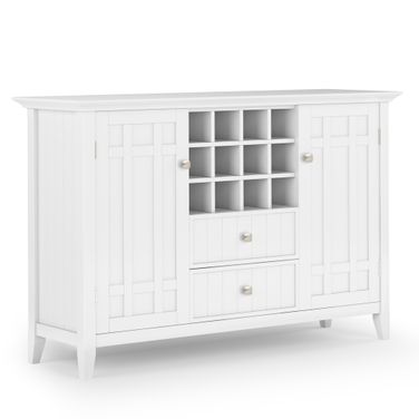 Bedford Solid Wood Sideboard Buffet and Wine Rack In White