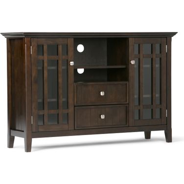 Bedford Solid Wood Tall TV Media Stand In Dark Tobacco Brown