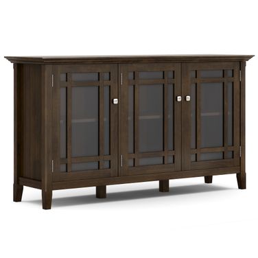 Bedford Solid Wood Wide Storage Cabinet In Dark Tobacco Brown