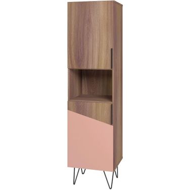 Beekman 17.51 Narrow Bookcase Cabinet With 5 Shelves In Brown And Pink