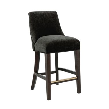 Beever Chenille Wood Counter Stool In Black