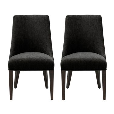 Beever Chenille Wood Dining Chair Set of 2 In Black