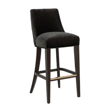 Beever Chenille Wood Upholstered Barstool In Black
