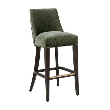 Beever Chenille Wood Upholstered Barstool In Forest Green
