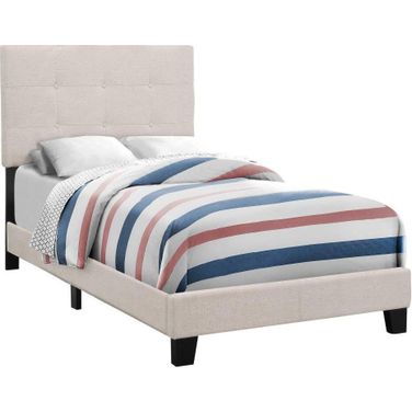 Beige Linen Twin Size Bed