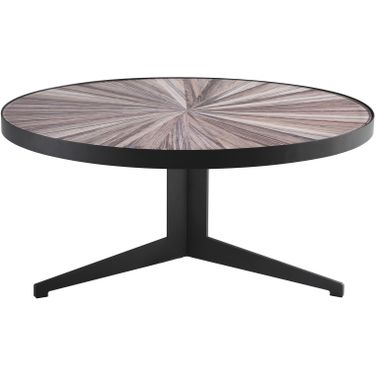 Beka 33.5 Inch Round Coffee Table with Tempered Glass Top In Maroon