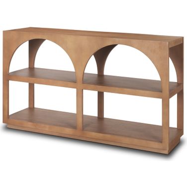 Bela Wood Arched Small Console Table In Medium Brown