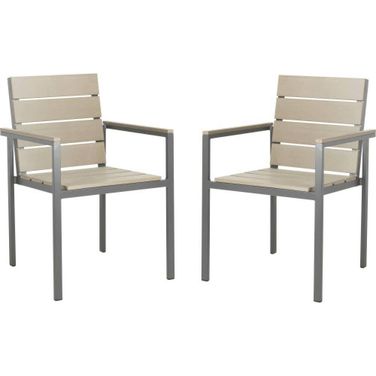 Beldan Distressed Taupe Stackable Chair Set of 2
