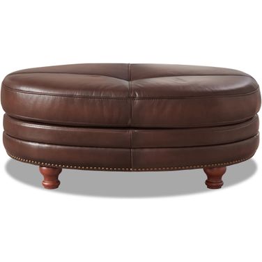 Belfast Leather Ottoman In Caramel