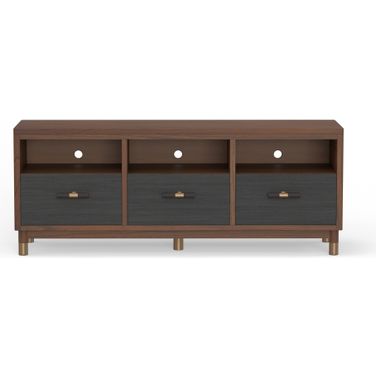Belham 3 Drawer TV Console In Black and Dark Walnut