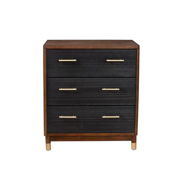 Belham 3 Drawer Small Chest In Black and Dark Walnut