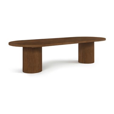 Belinda 123 Inch Oak Wood Dining Table In Brown