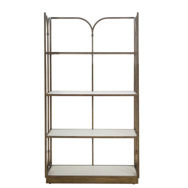 Belinda Bookcase In Cerused White and Brushed Brass