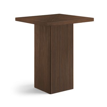Belinda Oak Veneer and Solid Wood Bar Height Table In Brown
