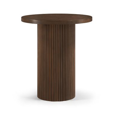 Belinda Oak Veneer and Solid Wood Bar Height Table In Brown