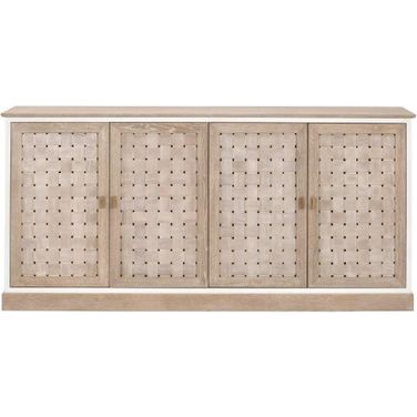 Bella Antique Weave Media Sideboard In Gray Oak and White