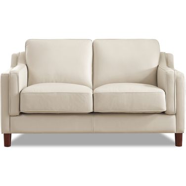Bella Leather Loveseat In Vanilla