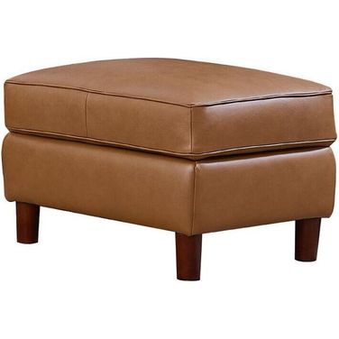 Bella Leather Ottoman In Cognac
