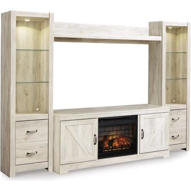 Bellaby 4-Piece Entertainment Center with Electric Fireplace In White Wash