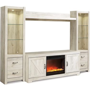 Bellaby 4-Piece Entertainment Center with Fireplace In White Wash