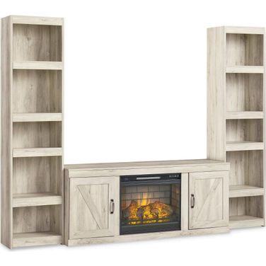 Bellaby Whitewash Entertainment Center with Infrared Fireplace Insert