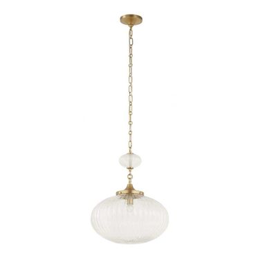 Bellaire 1 Light Glass Shade Pendant In Brass