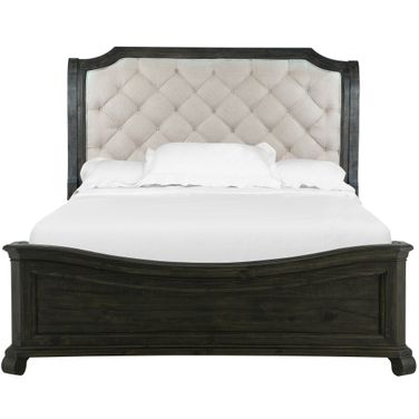 Bellamy Queen Sleigh Bed with Shaped Footboard In Peppercorn