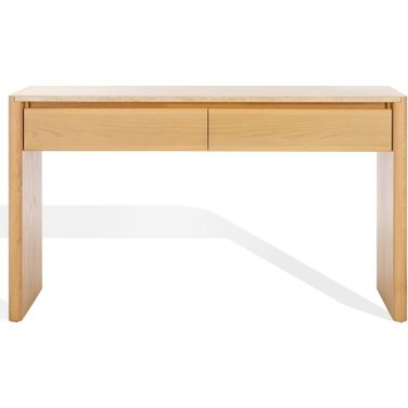 Bellarose Travert Console Table In Natural and Travertine