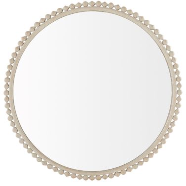 Belle 48 Inch Round Mirror In Distressed White and Clear