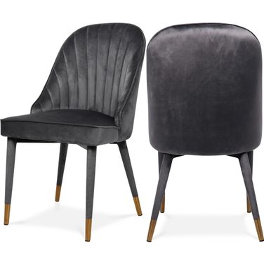 Belle Velvet Dining Chair Set of 2 In Grey